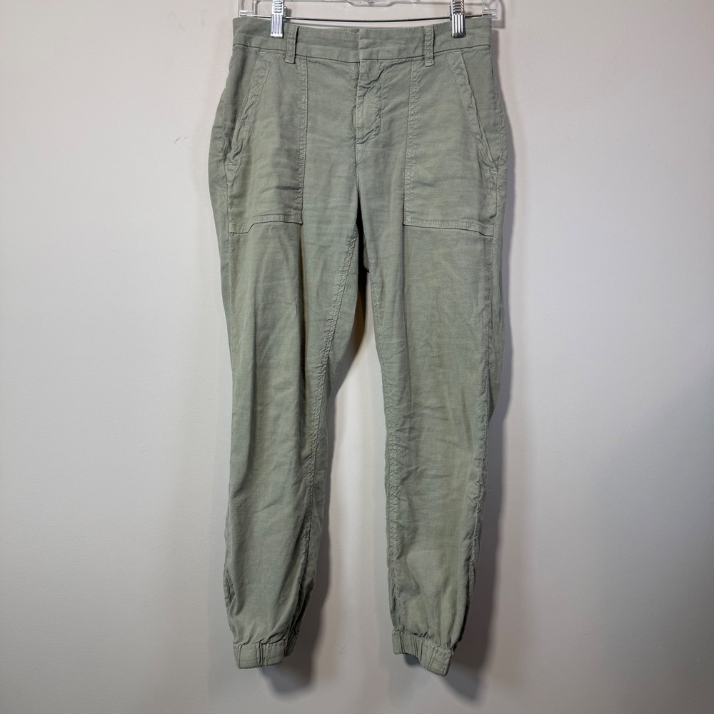 Frank & Eileen Jameson Joggers Womens 0 Sage Green Cotton Flax Blend